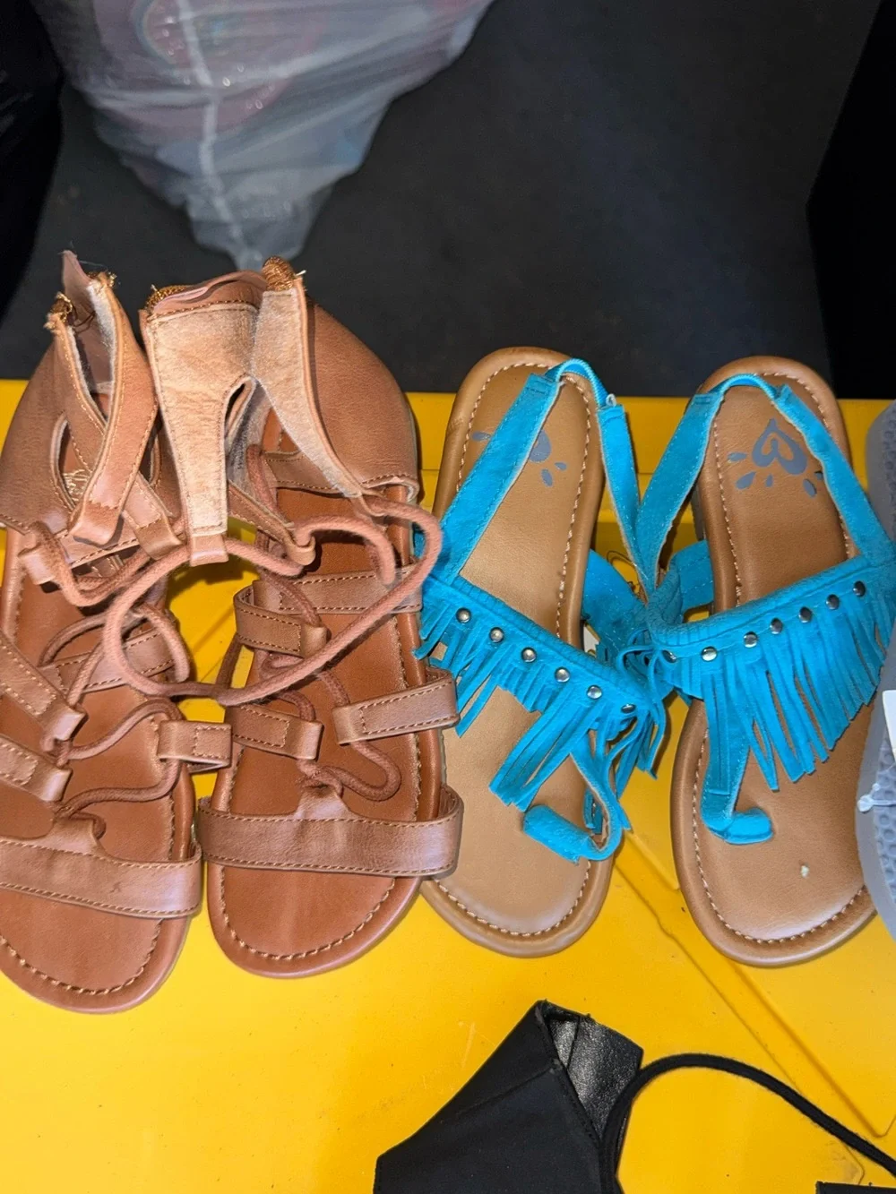 Justice Girls Brown and Silver Gladiator Sandals